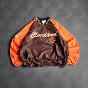 Vintage Y2K Cleveland Browns NFL Brown Orange Polyester Windbreaker Large